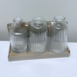 New Target Bullseye Playground Set of 3 Clear Glass Ribbed Vases 2026